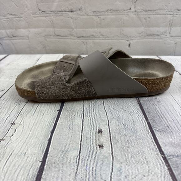 Birkenstock Arizona Split Gray Tan Taupe Suede/Natural Leather Regular Size 41 - Picture 10 of 16